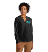 Brooks Brothers Custom Women's Open-Neck Satin Blouse