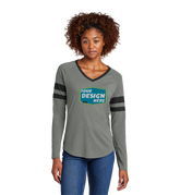 SPORT-TEK Custom Ladies Halftime Stripe Long Sleeve V-Neck Tee
