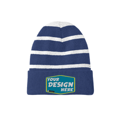 SPORT-TEK Custom Unisex Striped Beanie with Solid Band