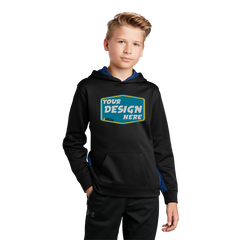SPORT-TEK Custom Unisex Youth Sport-Wick CamoHex Fleece Colorblock Hooded Pullover