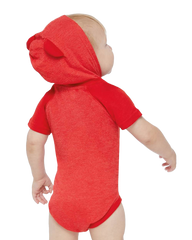 RABBIT SKINS Custom Infant Fine Jersey Short Sleeve Raglan Bodysuit with Hood & Ears