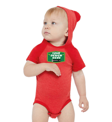 RABBIT SKINS Custom Infant Fine Jersey Short Sleeve Raglan Bodysuit with Hood & Ears