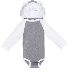 RABBIT SKINS Custom Infant Fine Jersey Character Hooded Long Sleeve Bodysuit with Ears