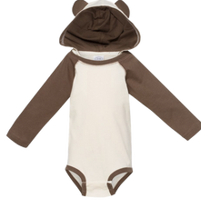 RABBIT SKINS Custom Infant Fine Jersey Character Hooded Long Sleeve Bodysuit with Ears