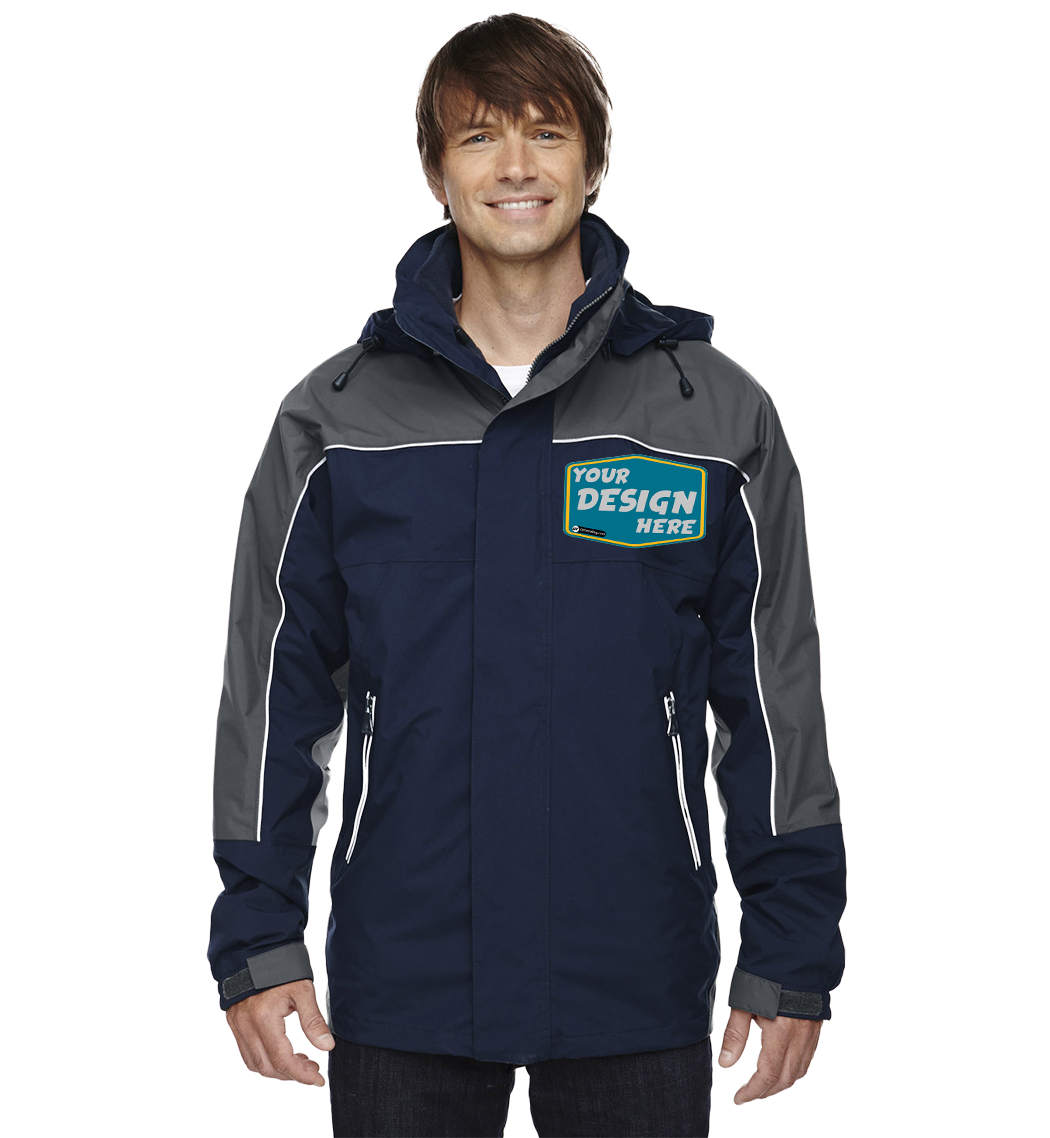 NORTH END Custom Men's Adult 3-in-1 Seam-Sealed Mid-Length Jacket with Piping