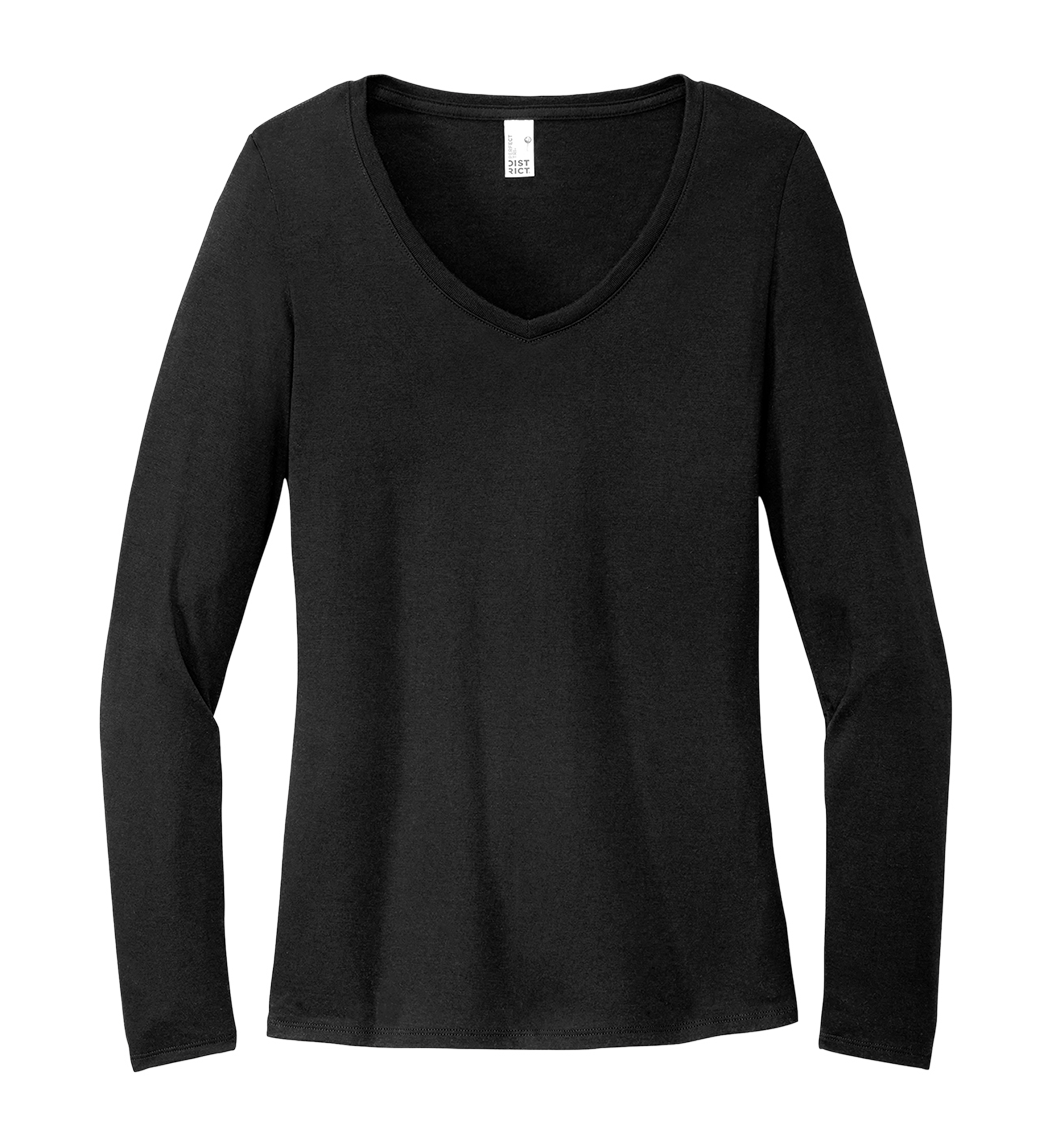 District Custom Women's Perfect Tri Long Sleeve V-Neck Tee