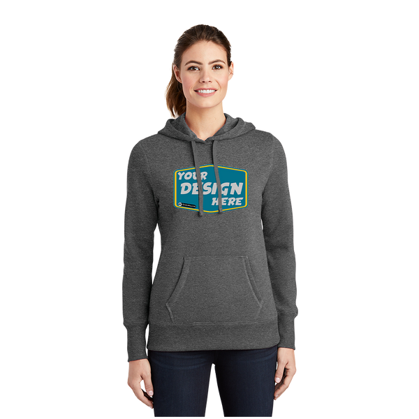 Sport-Tek LST254 Ladies Pullover Hoodie - Black Medium Weight Fleece Sweatshirt With Front Pocket