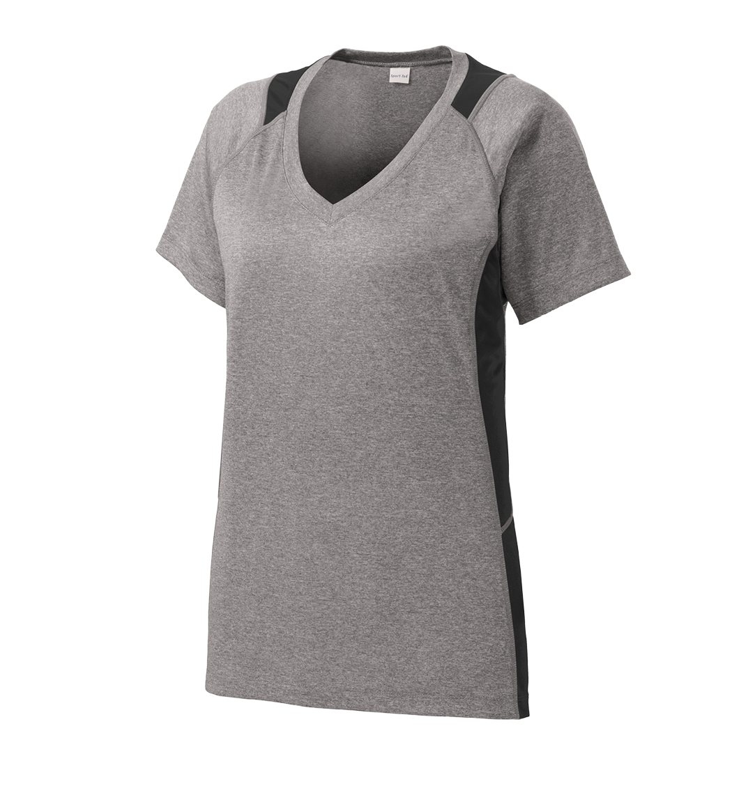 SPORT-TEK Custom Ladies Heather Colorblock Contender V-Neck Tee