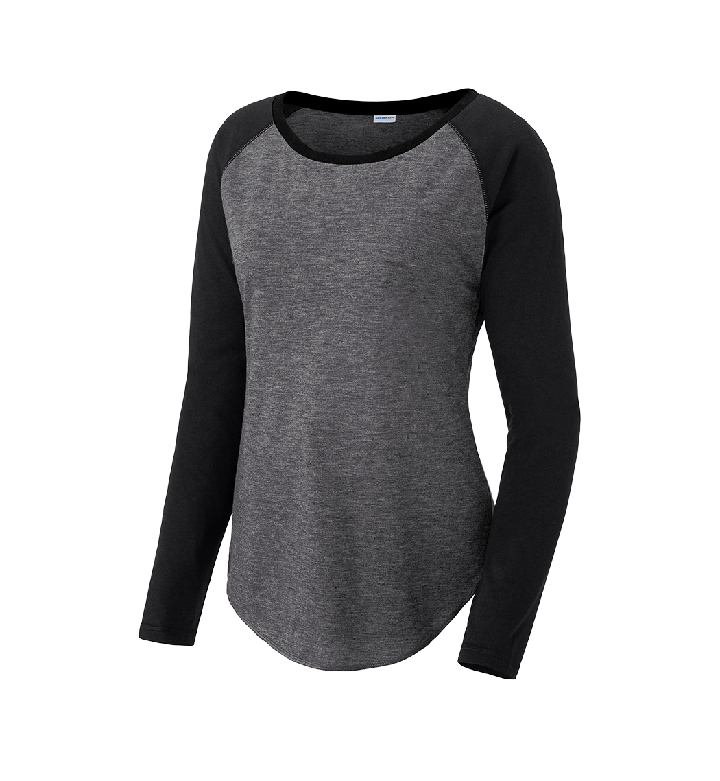 SPORT-TEK Custom Ladies PosiCharge Long Sleeve Tri-Blend Wicking Scoop Neck Raglan Tee