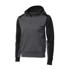 SPORT-TEK Custom Men's Tech Fleece Colorblock 1/4-Zip Hooded Sweatshirt