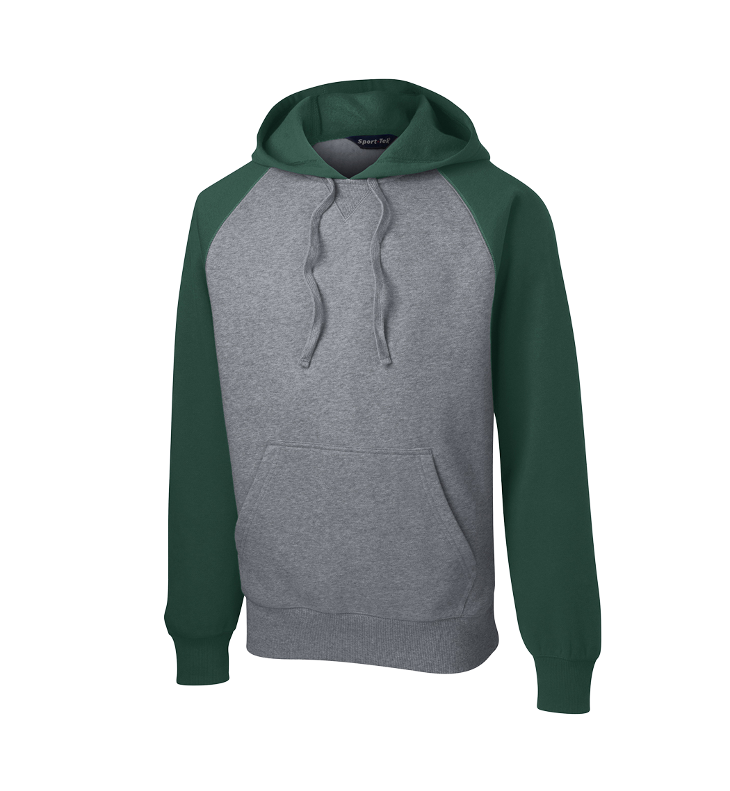 SPORT-TEK Custom Men's Raglan Colorblock Pullover Hooded Sweatshirt