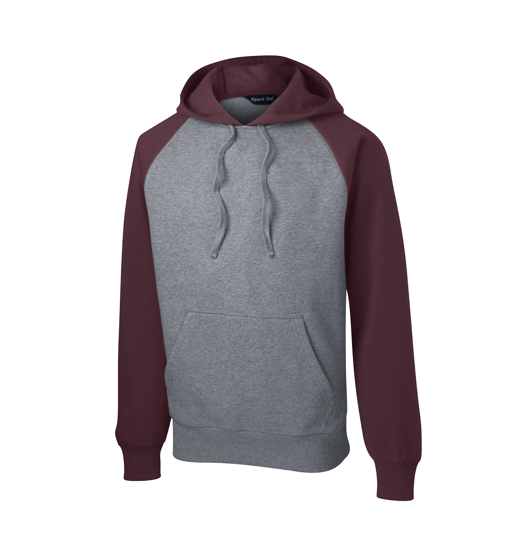 SPORT-TEK Custom Men's Raglan Colorblock Pullover Hooded Sweatshirt