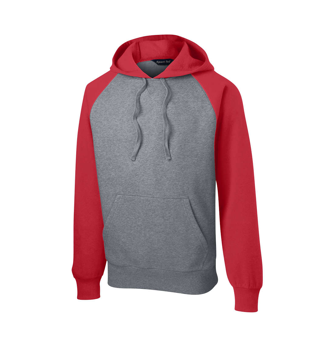SPORT-TEK Custom Men's Raglan Colorblock Pullover Hooded Sweatshirt