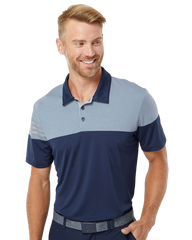 ADIDAS Custom Men's Heathered 3-Stripes Colorblocked Polo